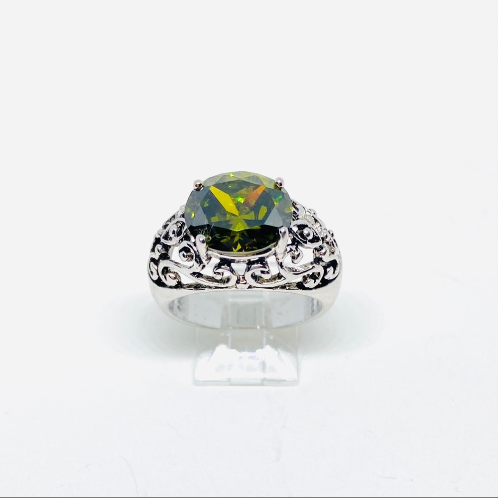 Green CZ Cocktail Ring